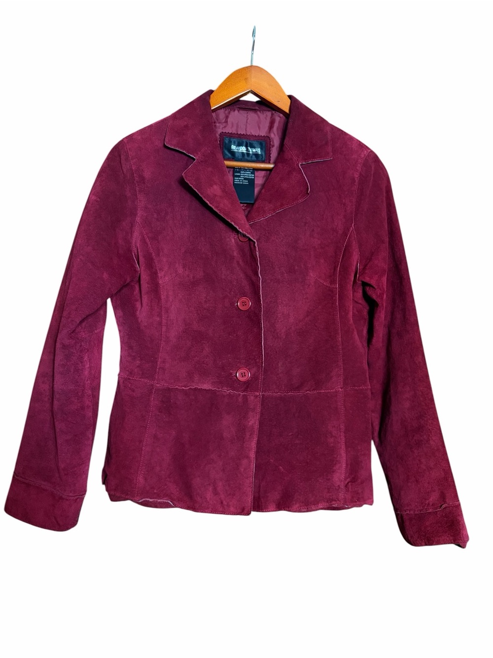 Burgundy Suede Fitted Peplum Jacket Genuine Leather